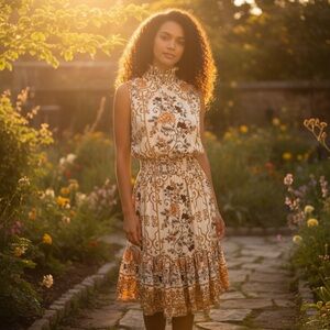 Nanette Lepore Floral smocked mock neck Dress